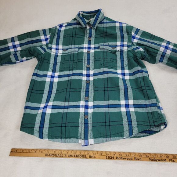 Duluth Flannel Shirt Shacket Mens Size Large Green 100% Cotton Long Sleeve Plaid - Picture 4 of 16